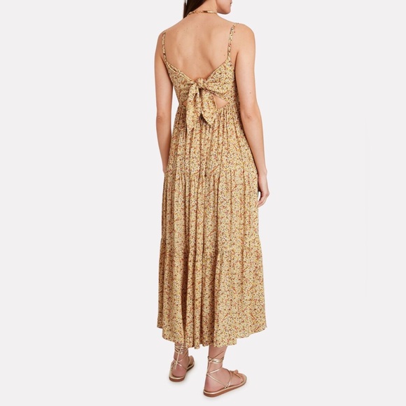 Faithful the Brand yellow Corvina in La Reverie Floral print midi dress size 4 - Picture 2 of 10